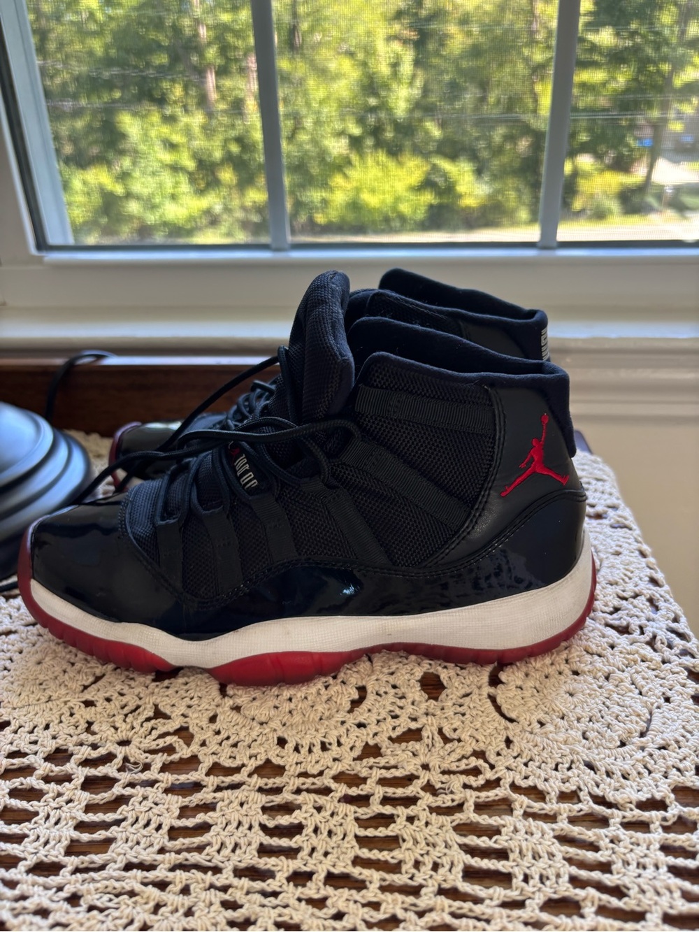 Jordan Kids Black and Red Retro High-Top Sneakers